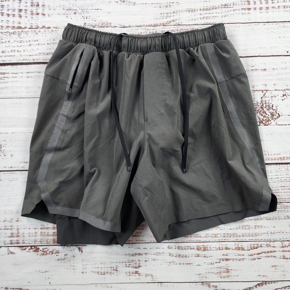 Lululemon Surge Lined Shorts Mens Small Gray Graphite Grey Running Workout Gym S